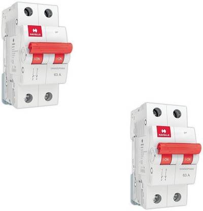 HAVELLS DHMGIDPX063 PVC Plastic 63A DP Switch Disconnector Euro 2 (White,Pack of 2) DHMGIDPX063-PK2 MCB