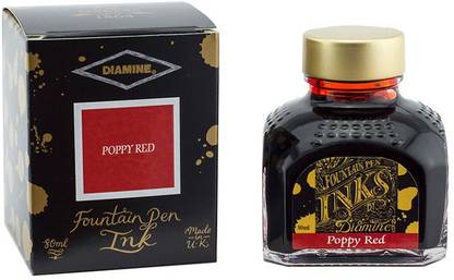 DIAMINE Diamine POPPY RED 80 ML Ink Bottle