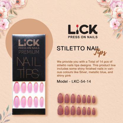 Lick Stiletto Nail Tips 14 Metallic Pink