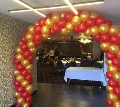 DECOR MY PARTY Solid 10 Inch Golden & Red Metallic Balloons for Birthday Party Decorations , Decoration for Weddings , Engagement , Baby Shower Decoration Items , 1st Birthday Party Decoration Balloon , Anniversary Party , Bachelors Party , Office Party , Diwali , New Year Party, Christmas Decoration Items Balloon