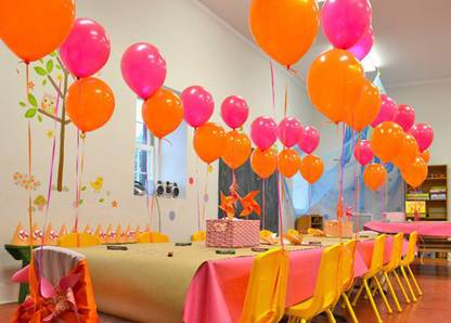 DECOR MY PARTY Solid 10 Inch Pink & Orange Metallic Balloons for Birthday Party Decorations , Decoration for Weddings , Engagement , Baby Shower Decoration Items , 1st Birthday Party Decoration Balloon , Anniversary Party , Bachelors Party , Office Party , Diwali , New Year Party, Christmas Decoration Items Balloon