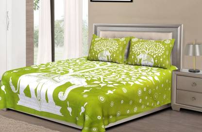shree sd creation 170 TC Cotton Double Printed Flat Bedsheet