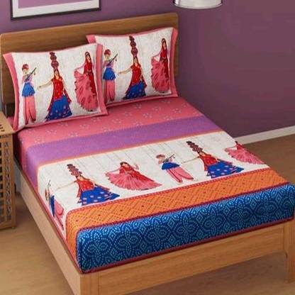 shree sd creation 170 TC Cotton Double Printed Flat Bedsheet