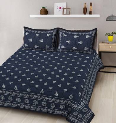 Y.P. 151 TC Cotton Queen Jaipuri Prints Flat Bedsheet