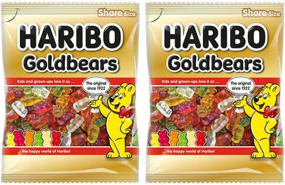 Haribo Goldbears Share Size Bag, Golden & White, Assorted (IMPORTED) (Pack Of 2) Fudges