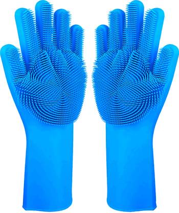 Flipkart SmartBuy Silicon Household Safety Wash Scrubber Heat Resistant Kitchen Gloves for Dish washing, Cleaning, Gardening Wet and Dry Glove