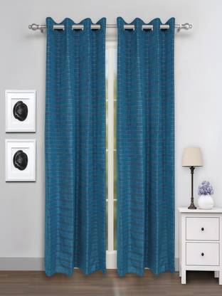 ROMEE 214 cm (7 ft) Door Polyester Room Darkening Curtain (Pack Of 2)