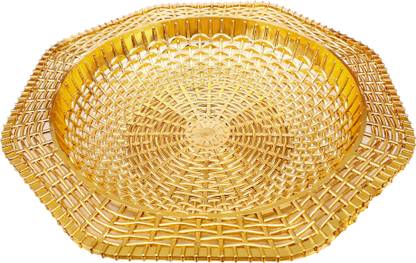 saijal decor can basket golden 12'' round plastic decorative& fancy gift basket Plastic Fruit & Vegetable Basket