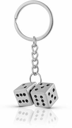gtrp Double Dice Design Metal Keychain & Key Ring Silver keychain Key Chain