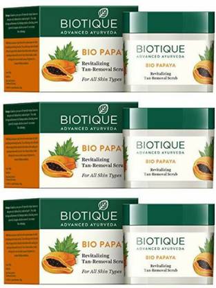 BIOTIQUE Papaya Revitalizing Tan Removal Scrub (Pack of 100*3) Scrub