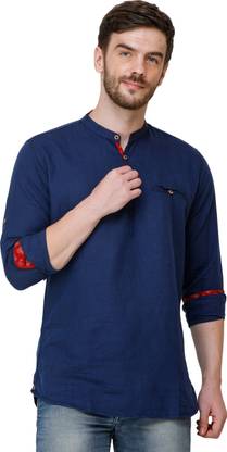 Men Solid Casual Blue Shirt