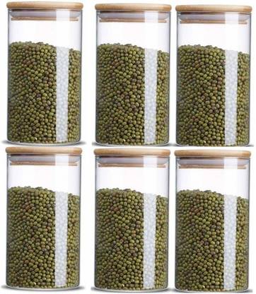 SALE BIRD Glass, Wooden Grocery Container - 1400 ml