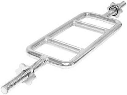 FALCON Olympic Egg Bar Tricep Rod with 2 Spinlock Collars Triceps Bar (Silver) Triceps Bar