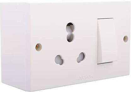 ANCHOR Extension Power Board with Long Wire 2.5 mm 3 Core Lead with Combine Box Socket 10/20 Amp & Switch 20 Amp with Junction Box Polycarbonate (White) 20 A Three Pin Socket