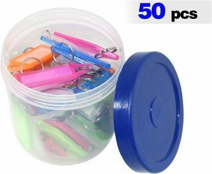 SHIVAAY Multicolor Keyring & Keychain with Name Tag Labels (Pack Of 50) Key Chain