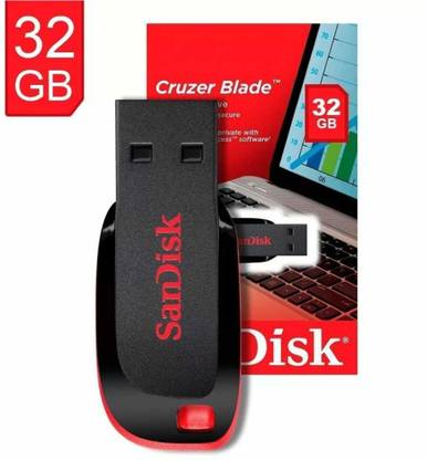 SanDisk CRUZER BLADE 32 GB PENDRIVE 32 GB Pen Drive Compatible with Laptop, Audio Player, Tablet, Desktop Computer, Television, Mobile, Netbook USB 2.0 Plastic Case