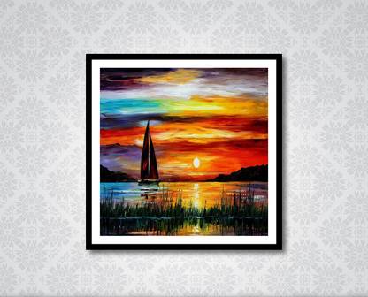 nice sun set printed painting (35x35 cm) Canvas Art