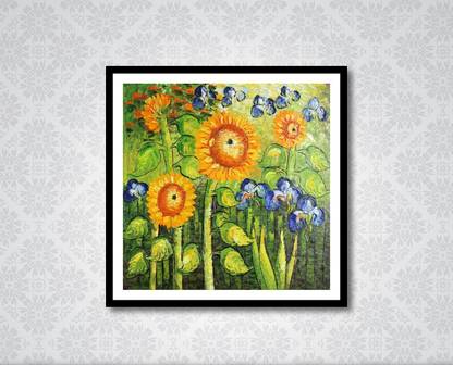 abstract sunflower printed painting (35x35 cm) Canvas Art