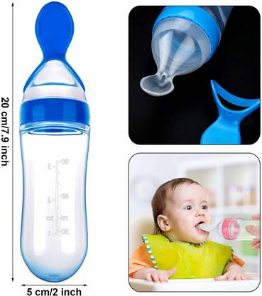 Manogyam Baby Squeezy Feeder Bottle With Dispensing Spoon  - Silicone
