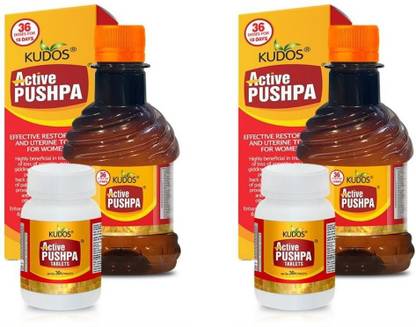 Kudos Active Pushpa Syrup 250 ml with Active Pushpa Tablet (Pack of 2)