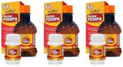 KUDOS Active Pushpa Syrup 250 ml with Active Pushpa Tablet (Pack of 3)