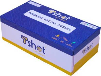 Tshot Soft Facial Tissue Box (2 Ply) (100 Pulls)(Pack Of 1)(White Box) Wired Baby Wet Reminder