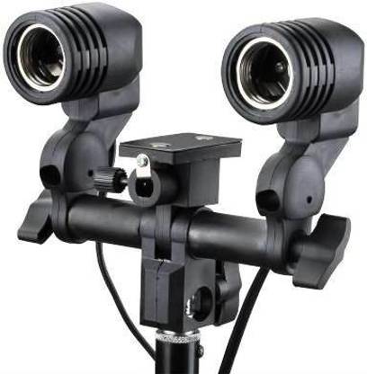 Packkart E27 Double Light Socket with Light Stand Swivel Mount & Umbrella Holder E27 Double Light Socket with Light Stand Swivel Mount & Umbrella Holder for Photography Camera Rig