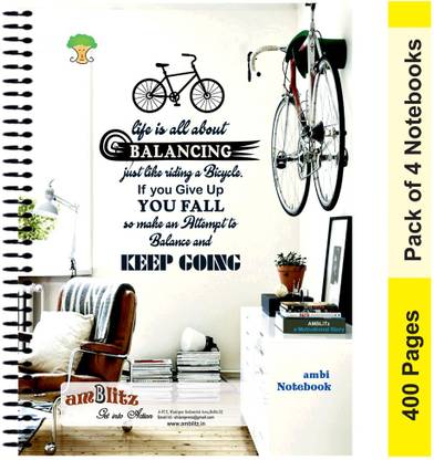 amblitz Guitar A4 Notebook Unruled 400 Pages