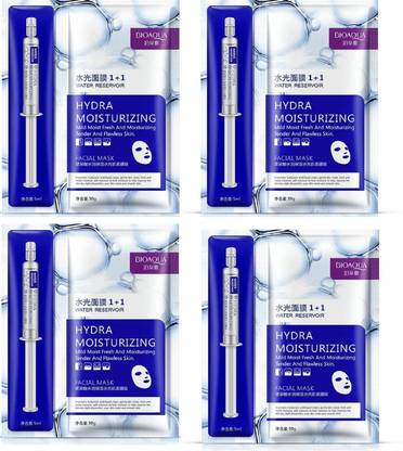 BIOAQUA KOREAN WATER RESERVOIR - Needle Hydra Moisturizing Facial Mask Set pack of 4
