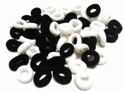 THE MAXIM Girl's Rabbit Ear Hair Tie Rubber Bands Style Ponytail Holder white & Black Hair Rubber Band (Pack of 24) Rubber Band