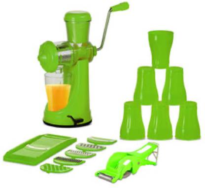 naaptol Plastic Juicer & Slicer Combo + 6 Glasses + Multi Cutter with Peeler Hand Juicer
