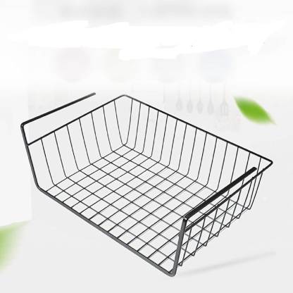 CASEMANTRA Under Shelf Basket Wire Rack Easily Slides Under Shelves for Extra Cabinet Storage - Black Fruits/Vegetables Kitchen Rack Utensil Kitchen Rack