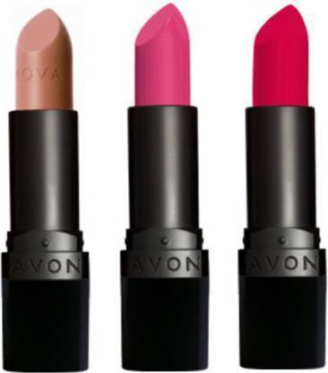 AVON True Color Perfectly Matte Lipstick (set of 3) (Au Naturale - Ruby Kiss - Splendidly Fuschia, 4 g each)