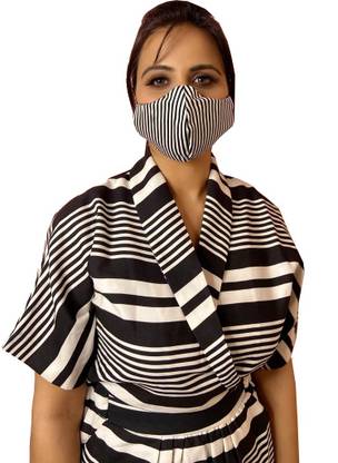 Vira HAWK-BLACKWHITE LINES Reusable Cloth Mask With Melt Blown Fabric Layer