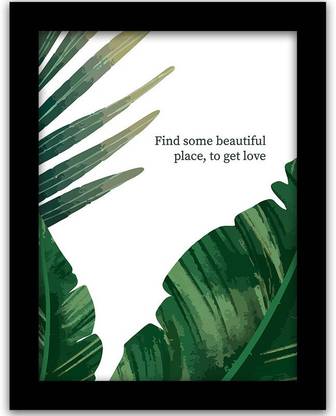 Rainbow Arts Botanical Leaves Wall Paintings - Nature Inspired Art for Wall Decor - Green Leaf Framed Art Digital Reprint 20 inch x 14 inch Painting