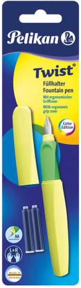 Pelikan TWIST FP P457/B NEON YELLOW+2 INK CARTRIDGES Fountain Pen
