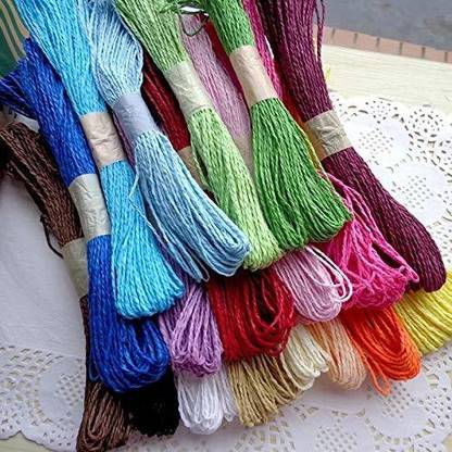 Satyam Kraft 12 Pcs Natural Colorful Paper Twine Paper Ribbon for Decoration for Craft Gift Wrapping String Arts Crafts Gift Christmas Packing Materials Multicolor Paper Ribbon