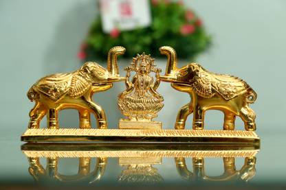Chhariya Crafts Elephant Pair With Laxmi Chandan Roli Kumkum Box for Gift and Pooja Purpose Decorative Showpiece  -  7 cm