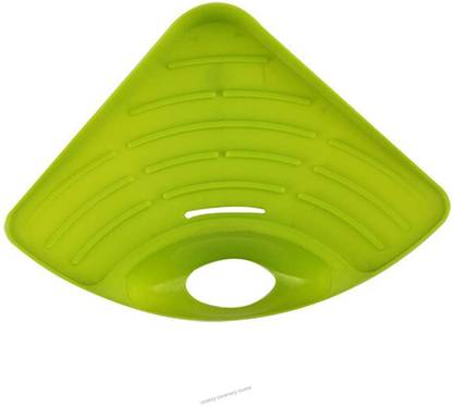 VAPRRA Kitchen Sink Corner Wash Basin Sponge Soap Scrub Brush Storage Holder Rack with Suction Cup SKU: JINPRI_291 Plastic Wall Shelf
