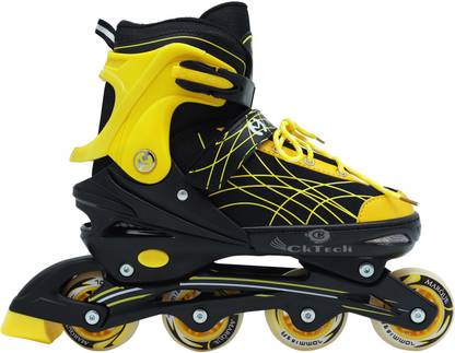 cktech Skating Shoes Adjustable Inline Skates bearing Wheels Beginner Skates Fun Illuminating Roller Skates for All Boys and Girls In-line Skates - Size 9-2 UK -YELLOW In-line Skates - Size 9-2 UK