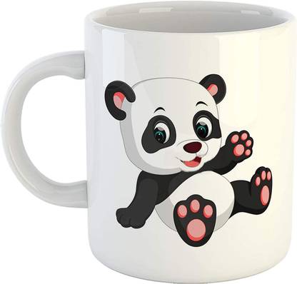 Vrantikar Cute Baby Panda Printed Coffee-White Funny,325ml Tea Cup Gift for Kids, Brother, Sister Ceramic Coffee Mug