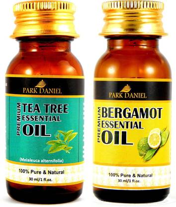 PARK DANIEL Premium Tea tree essential oil and Bergamot essential oil- 100% Pure and Natural Combo pack of 2 bottles of 30 ml(60 ml)