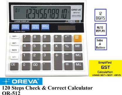 OREVA SOLAR & BATTERY OPERATED CHECK & CORRECT GST CALCULATOR OR-512 Financial  Calculator