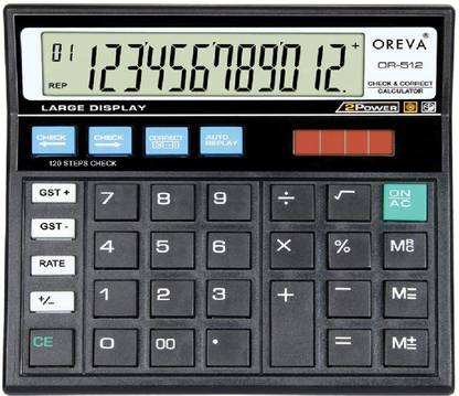 OREVA SOLAR & BATTERY OPERATED CHECK & CORRECT GST CALCULATOR OR-512 Basic Calculator