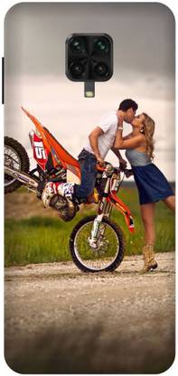 UMPRINT Back Cover for Poco M2 Pro Bike Biker Love Kiss Printed Back Cover