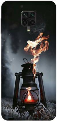 UMPRINT Back Cover for Poco M2 Pro Lamp, Fire, Black Printed Back Cover