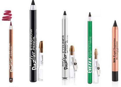 Eyetex Dazller Combo Pack Lip Liner, Eye Brow, EyeLiner, Kajal