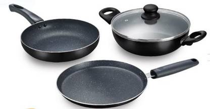 Prestige Omega Decor Black Marble series Induction Bottom Non-Stick Coated Cookware Set