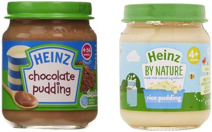 HEINZ Puree Combo (Pack of 2) Chocolate Pudding + Rice Pudding Baby Snacks 200 g
