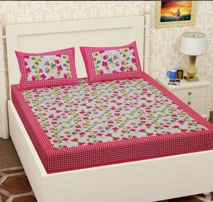 S S Manufacturers 144 TC Cotton King Printed Flat Bedsheet
